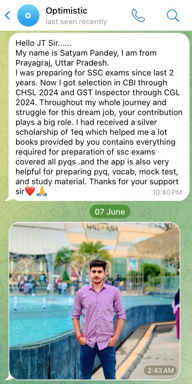 Original Telegram message from Satyam Pandey