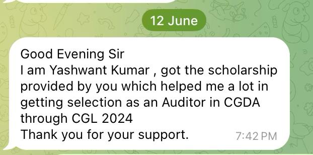 Original Telegram message from Yashwant Kumar